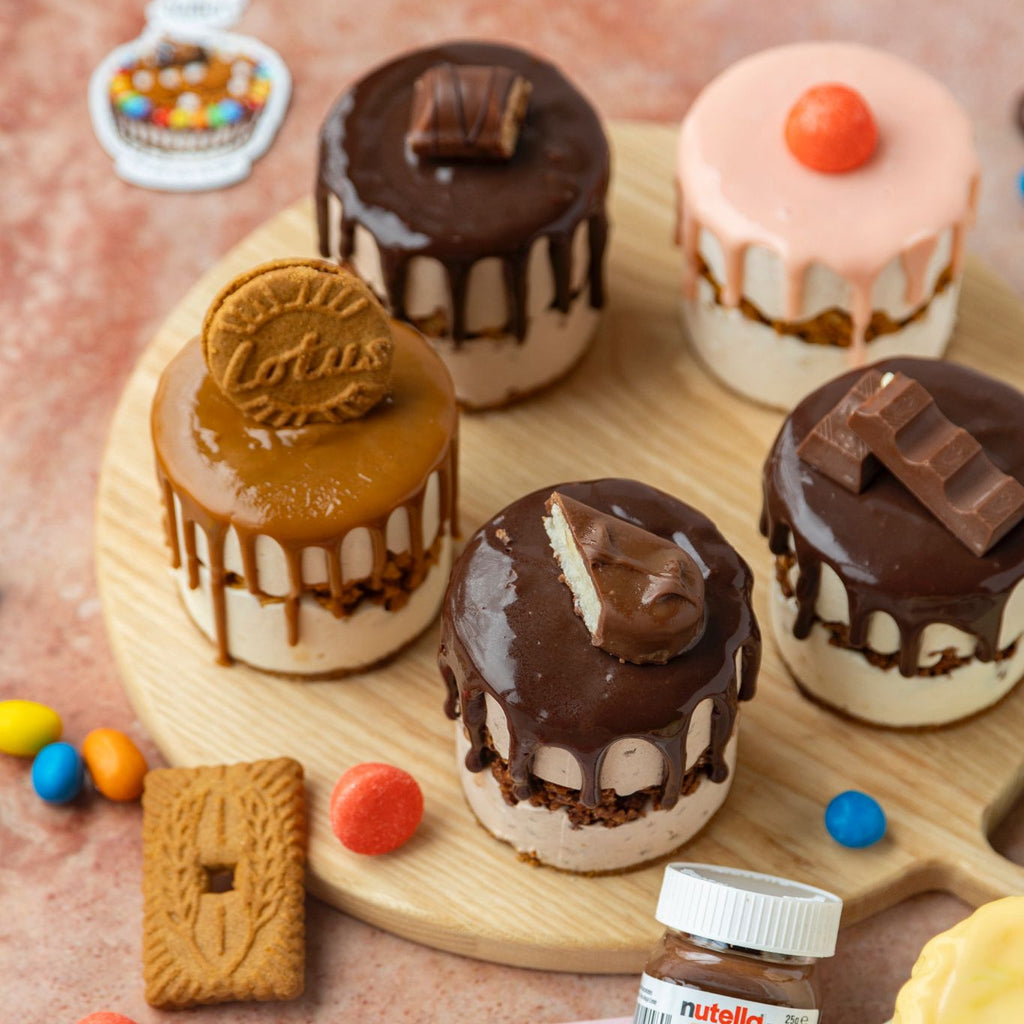 Cinq individuels au chocolat, spéculos et lychee