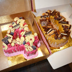 Numbers cake en forme de 4 et 0 aux fruits rouges et au caramel beurre salé